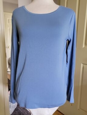 Talbots Tee Classic Women's Long-Sleeve Scoop Neck Top - Blue